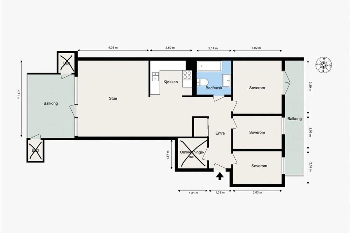 3 Bedrooms - 2 Balconies - Modern - Family Friendly Leilighet
